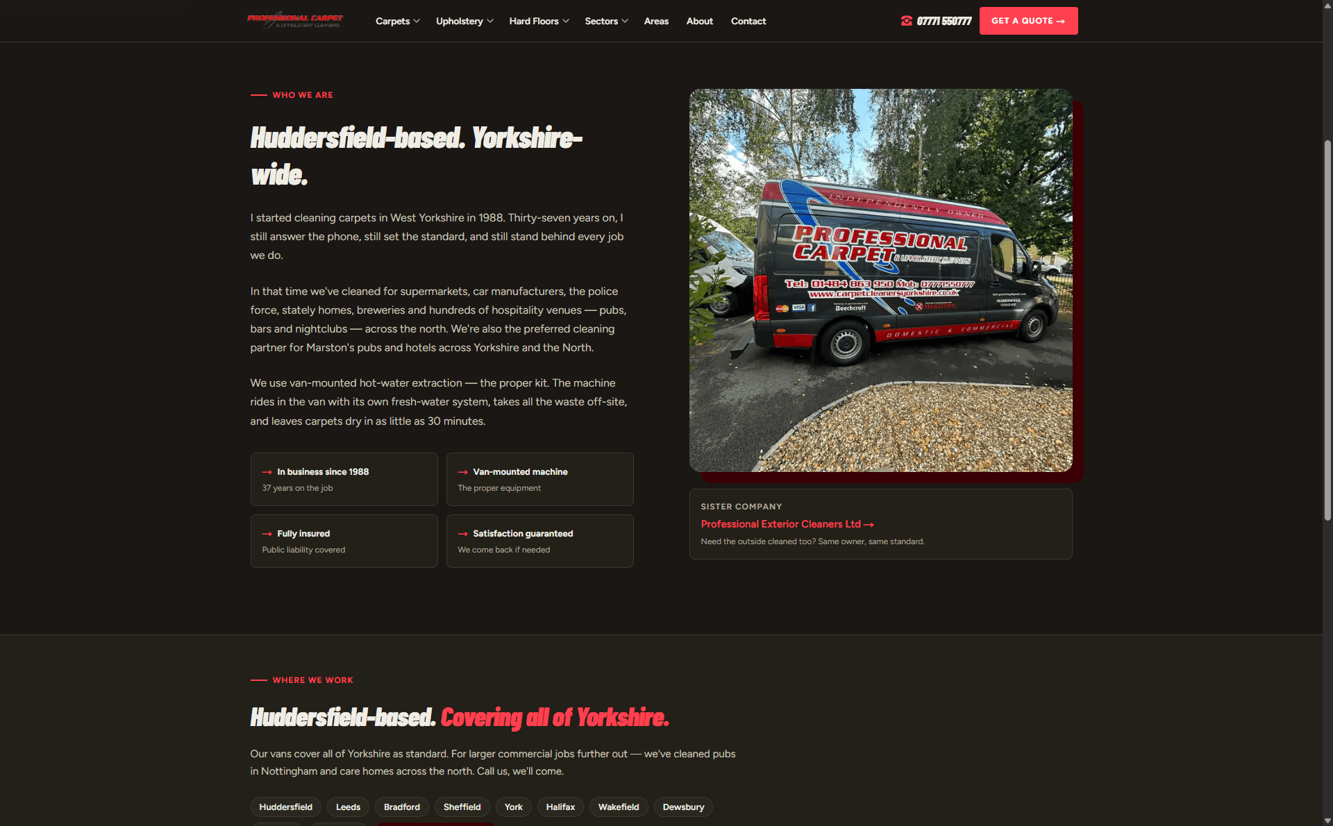 Professional Carpet Cleaners about us page